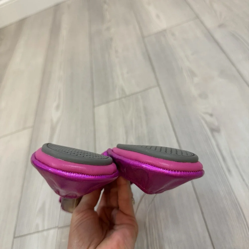 NEW The Storehouse Flats Women 7 Foldable Leather Ballet Shoes Fuschia Pink Foil - Picture 6 of 8